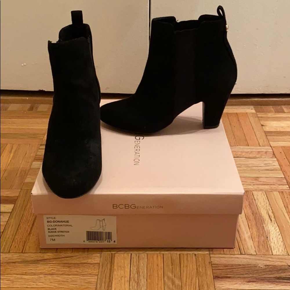 Black suede heel booties
